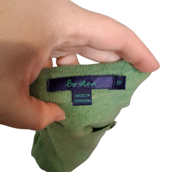 Boden cardigan sweater womens 10 runs small ? cashmere green cropped - Picture 3 of 4